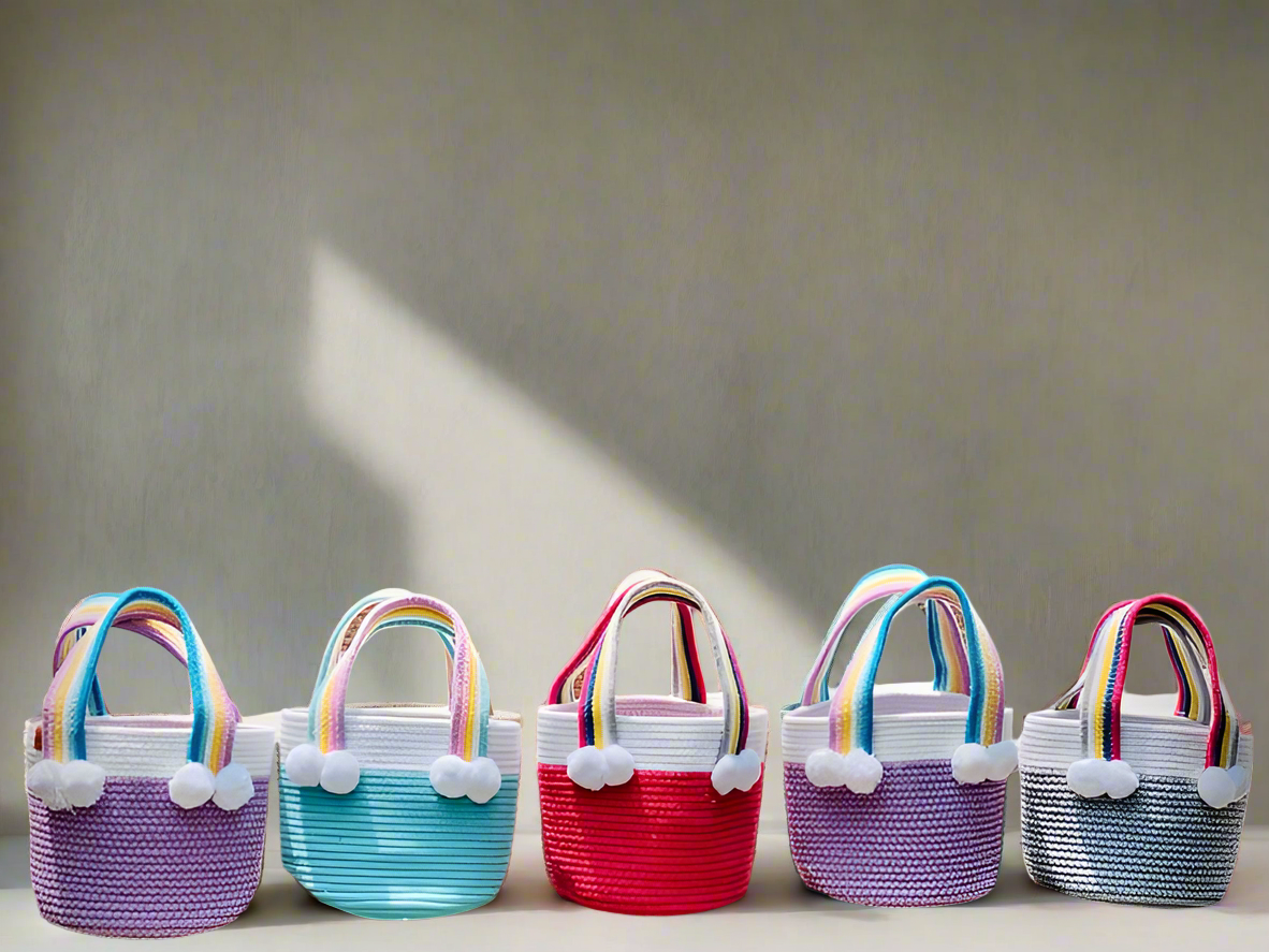 Rainbow Jute Basket