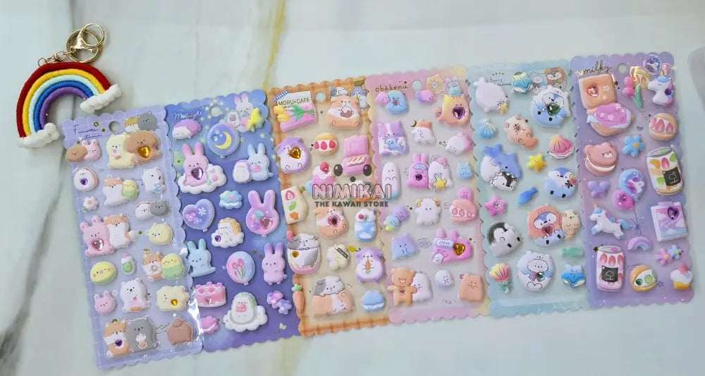 Big Kawaii Puffy Stickers (Pack Of 6) Stationery