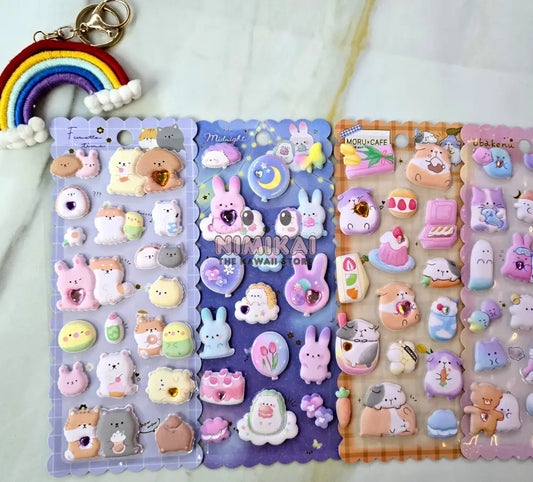 Big Kawaii Puffy Stickers (Pack Of 6) Stationery
