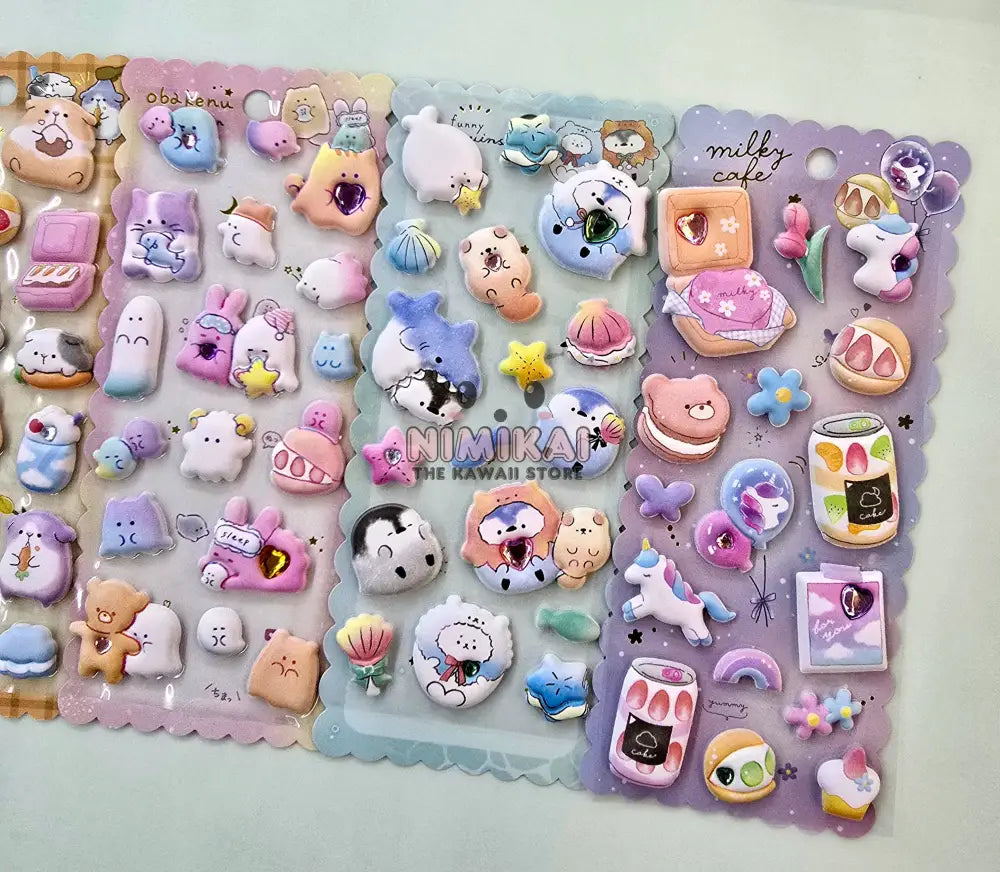 Big Kawaii Puffy Stickers (Pack Of 6) Stationery