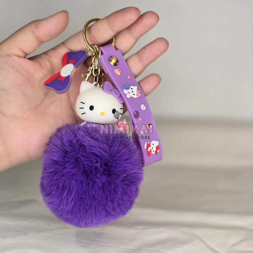 Hello Kitty Pom Bag Charm Keychain