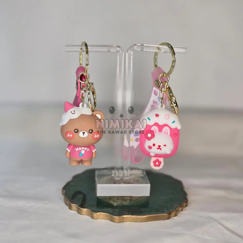 Ice Cream Bear Kawaii Keychain