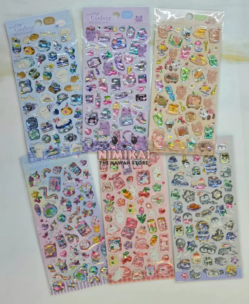 Kawaii Shiny Stickers (Pack Of 3) Stationery