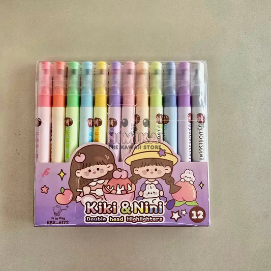Kiki & Nini Double Head Highlighters (Pack Of 12) Stationery