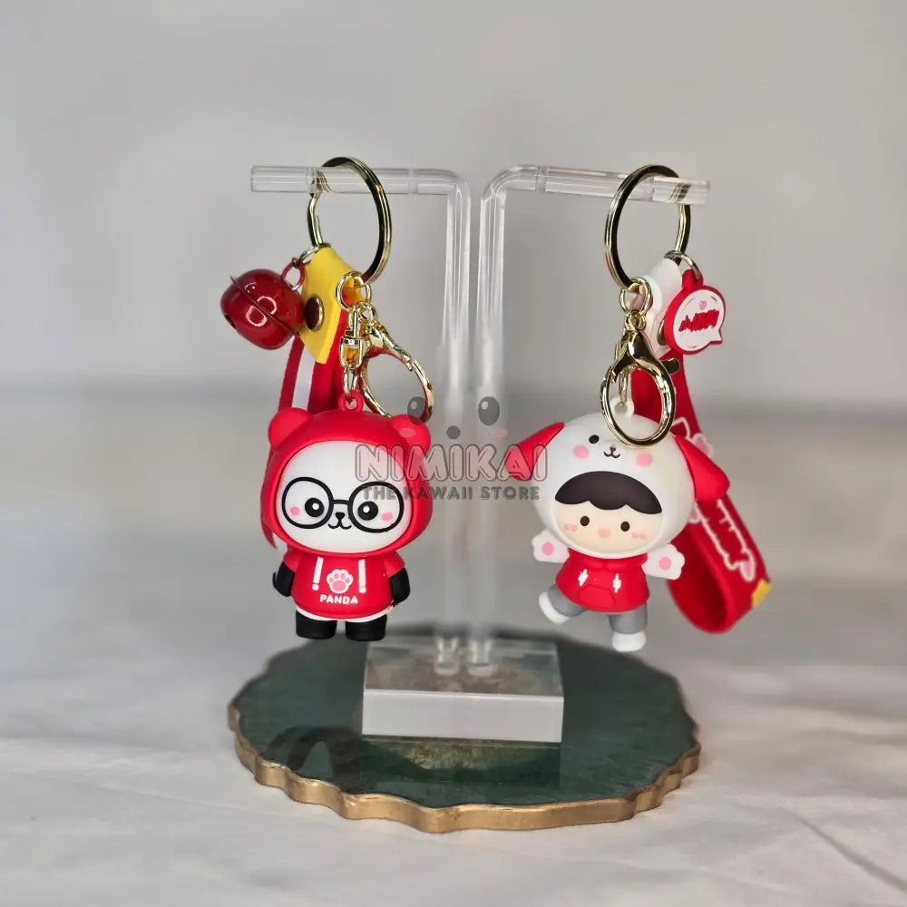 Panda And Girl Kawaii Keychain