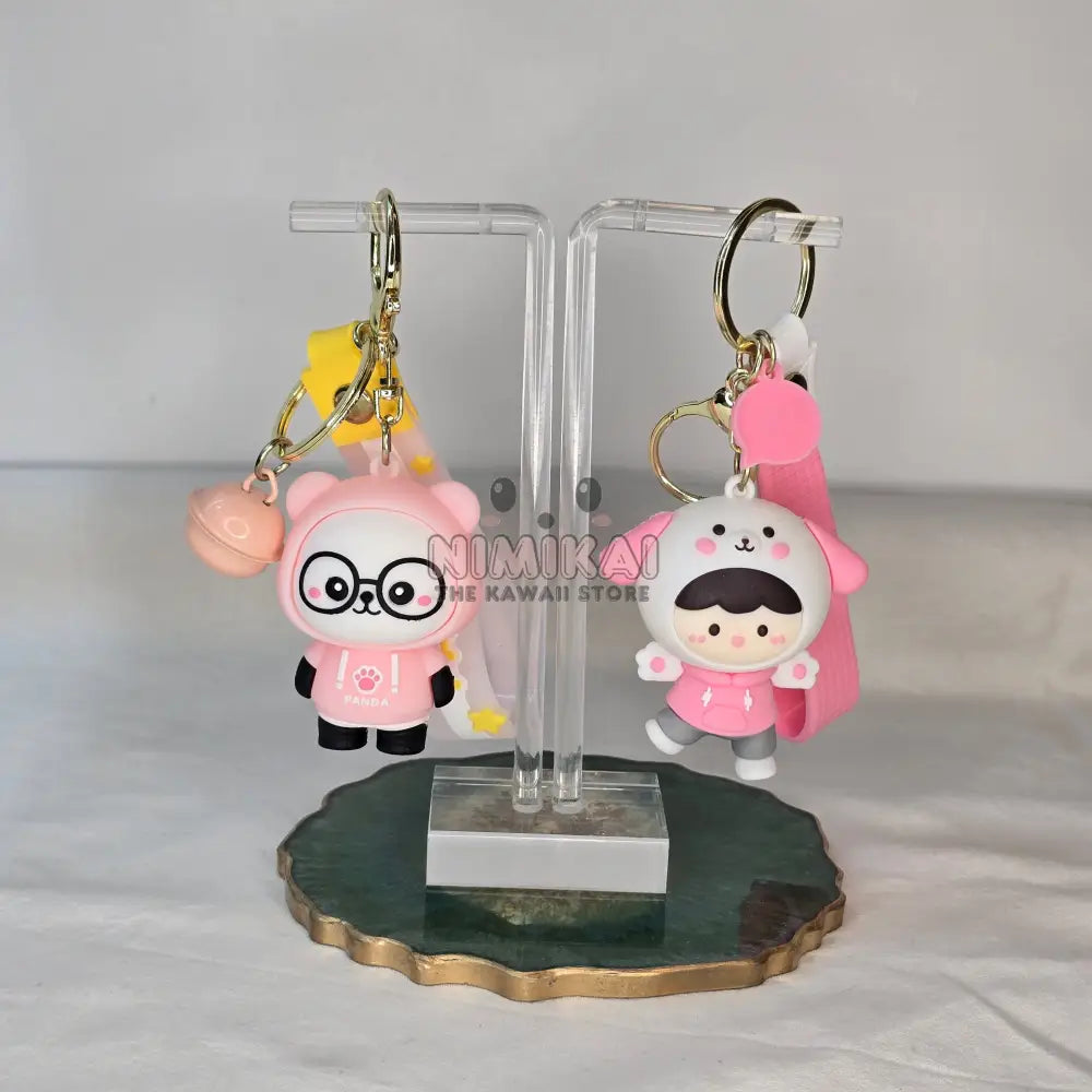 Panda And Girl Kawaii Keychain