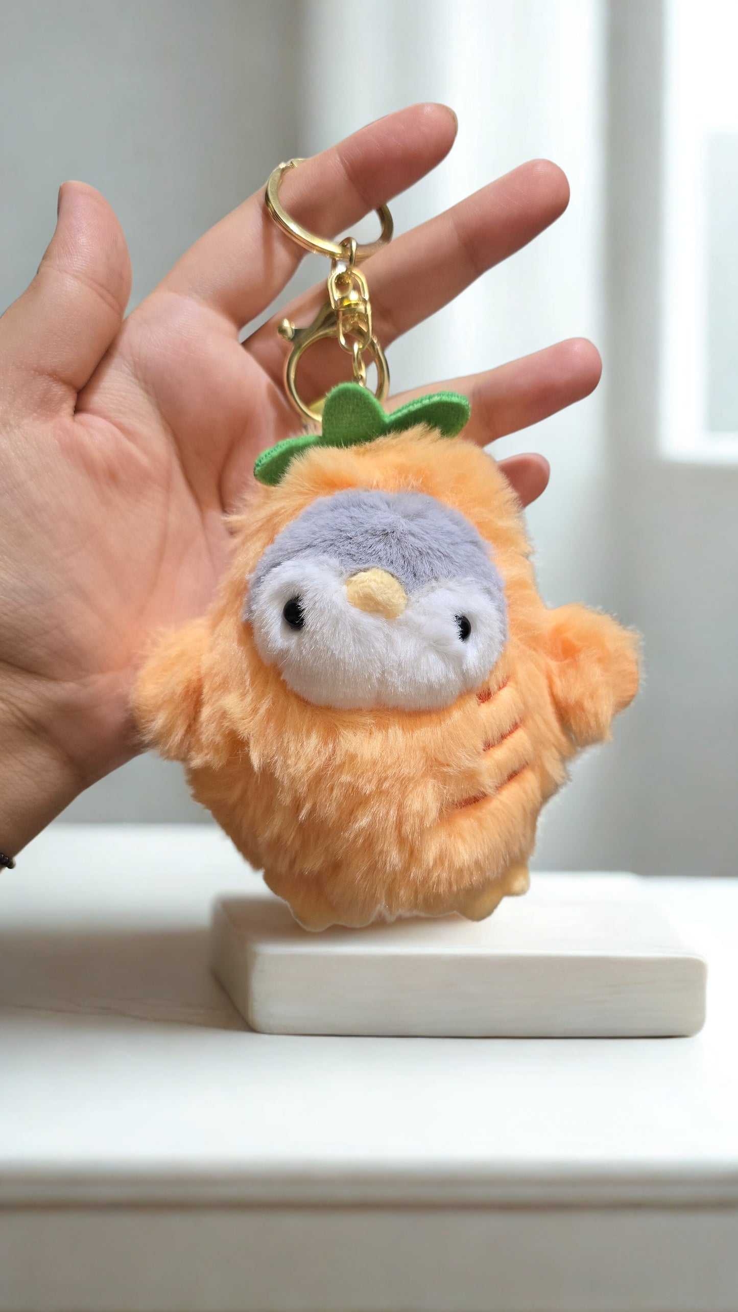 Penguin in Carrot Onesie Plush Keychain