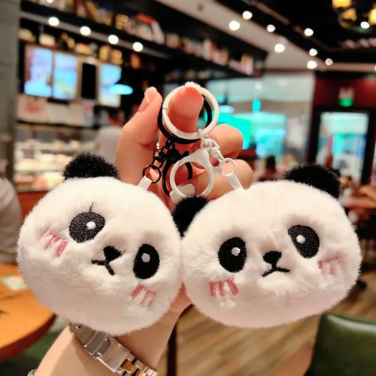 Panda Head Plush Keychain / Bag Charm