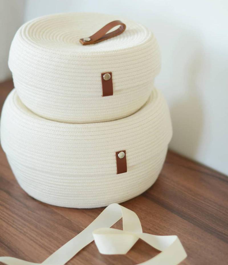 Closed Jute Basket (Set of 2)