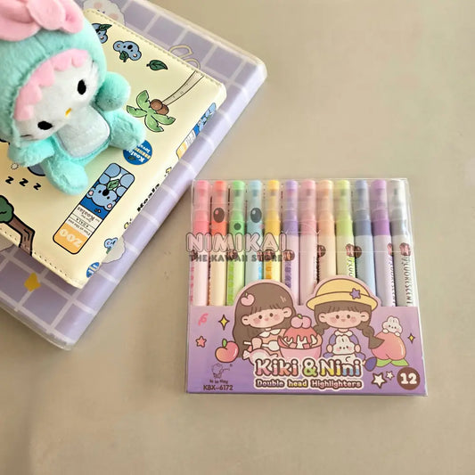 Kiki & Nini Double Head Highlighters (Pack Of 12) Stationery