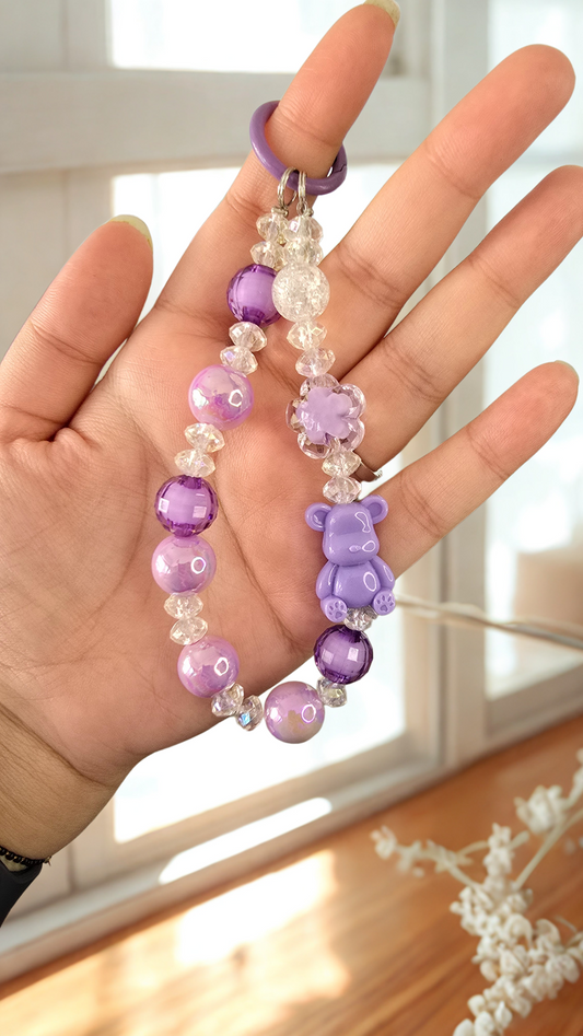 Orchid Bear Phone Charm