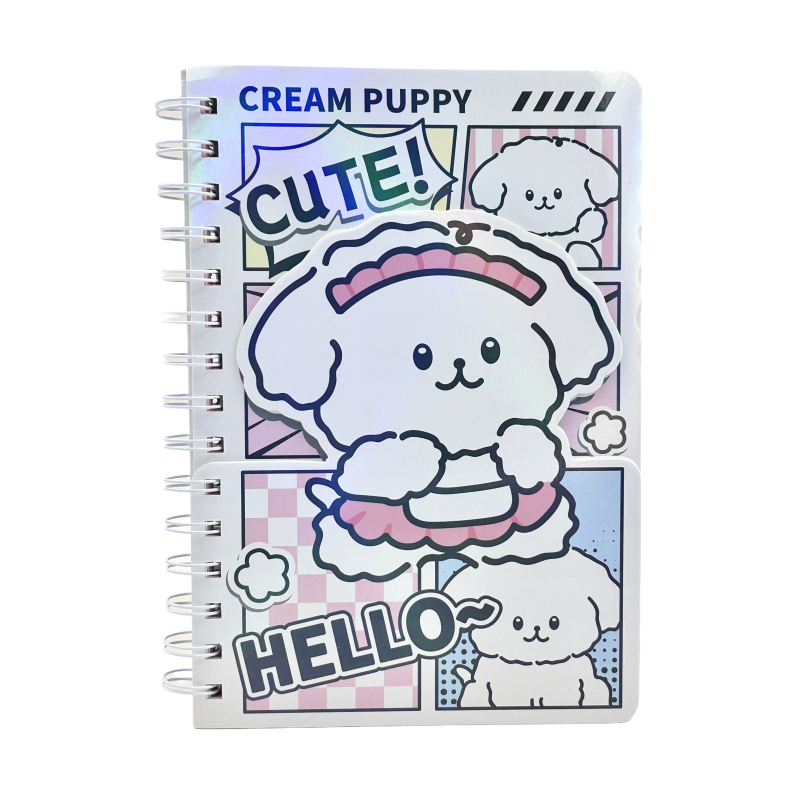 Cream Puppy Holographic Notebook