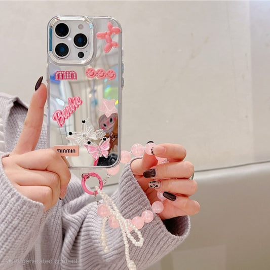 Pink Aesthetic Phone Case with Phone Charm