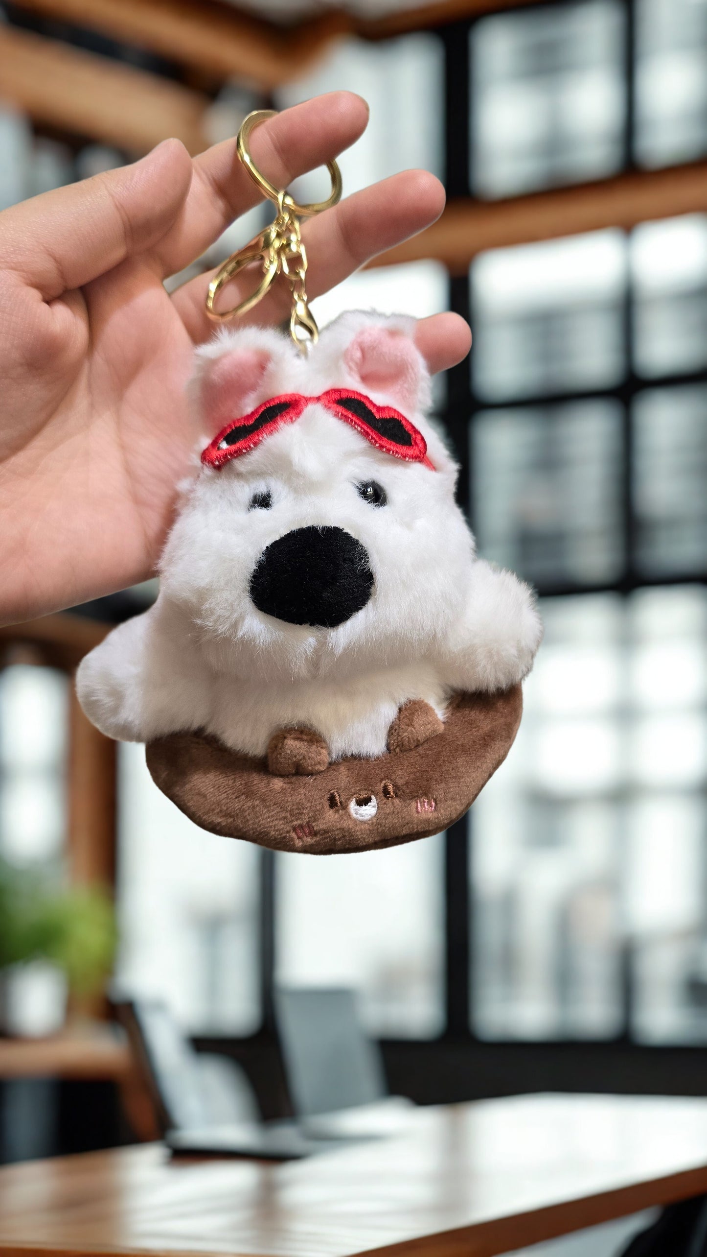 Dog in Pool Float Plush Keychain