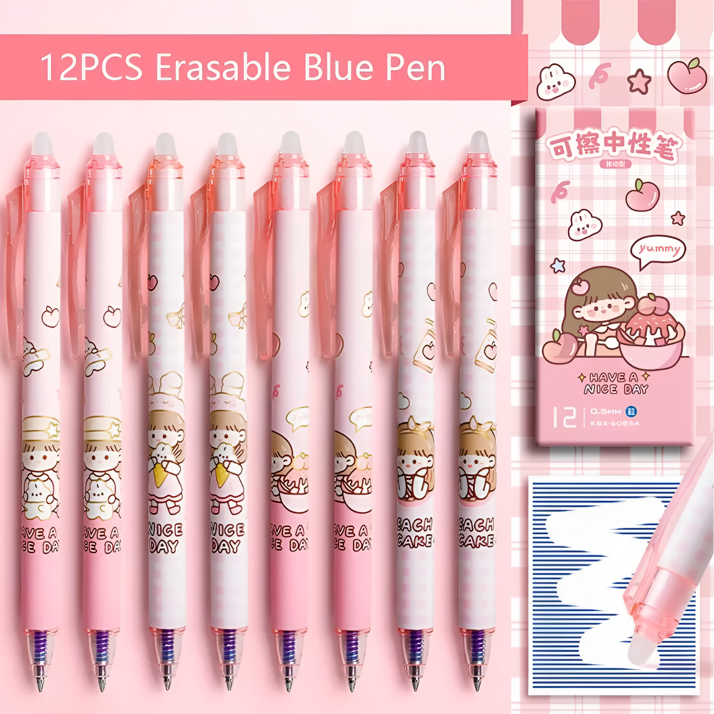 TaoTao's Tea Party Erasable Gel Pen (Pack of 12)