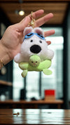 Dog in Pool Float Plush Keychain