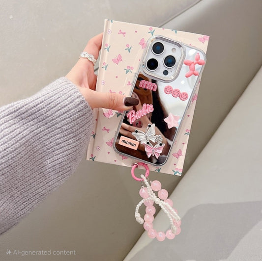 Pink Aesthetic Phone Case with Phone Charm