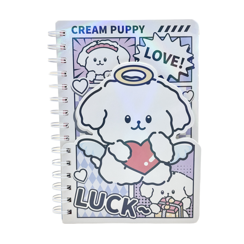 Cream Puppy Holographic Notebook