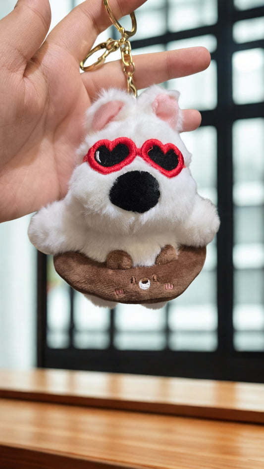 Dog in Pool Float Plush Keychain