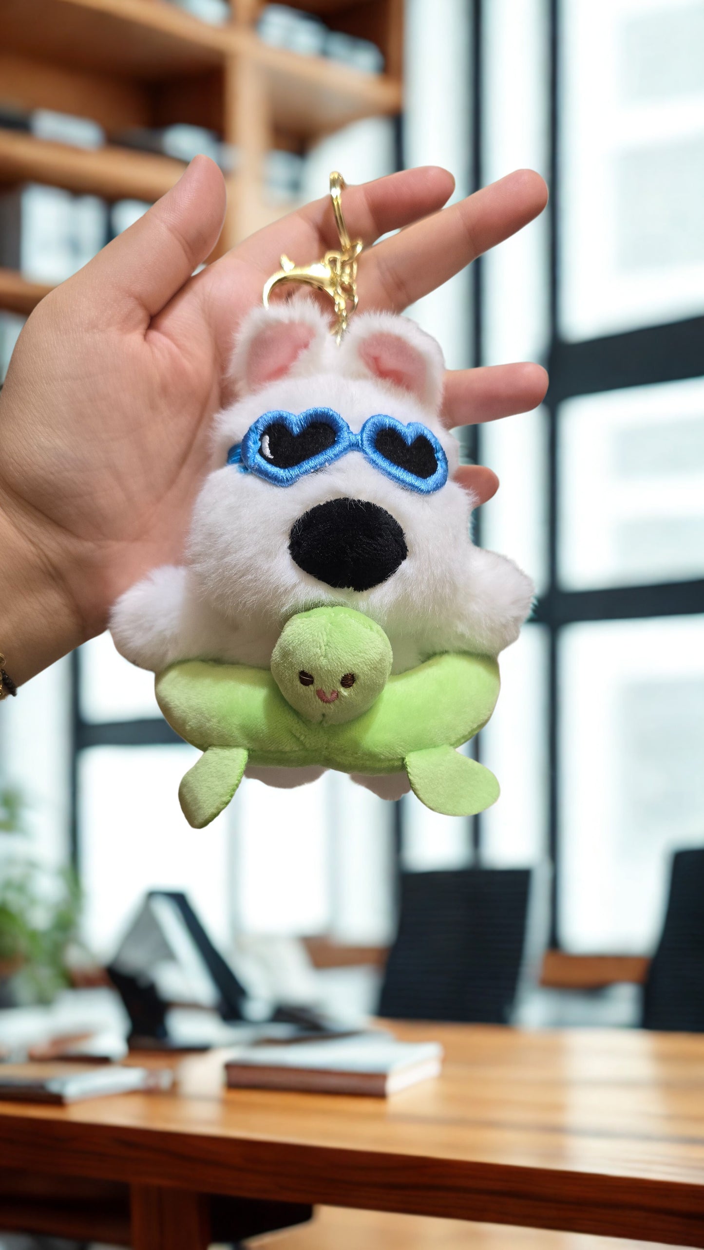 Dog in Pool Float Plush Keychain