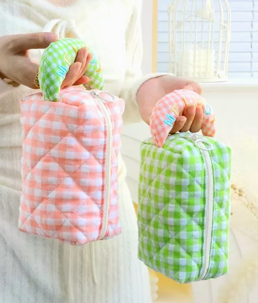 Gingham Makeup Pouches