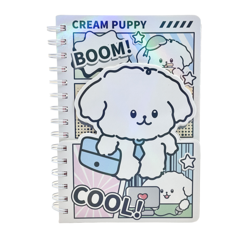 Cream Puppy Holographic Notebook