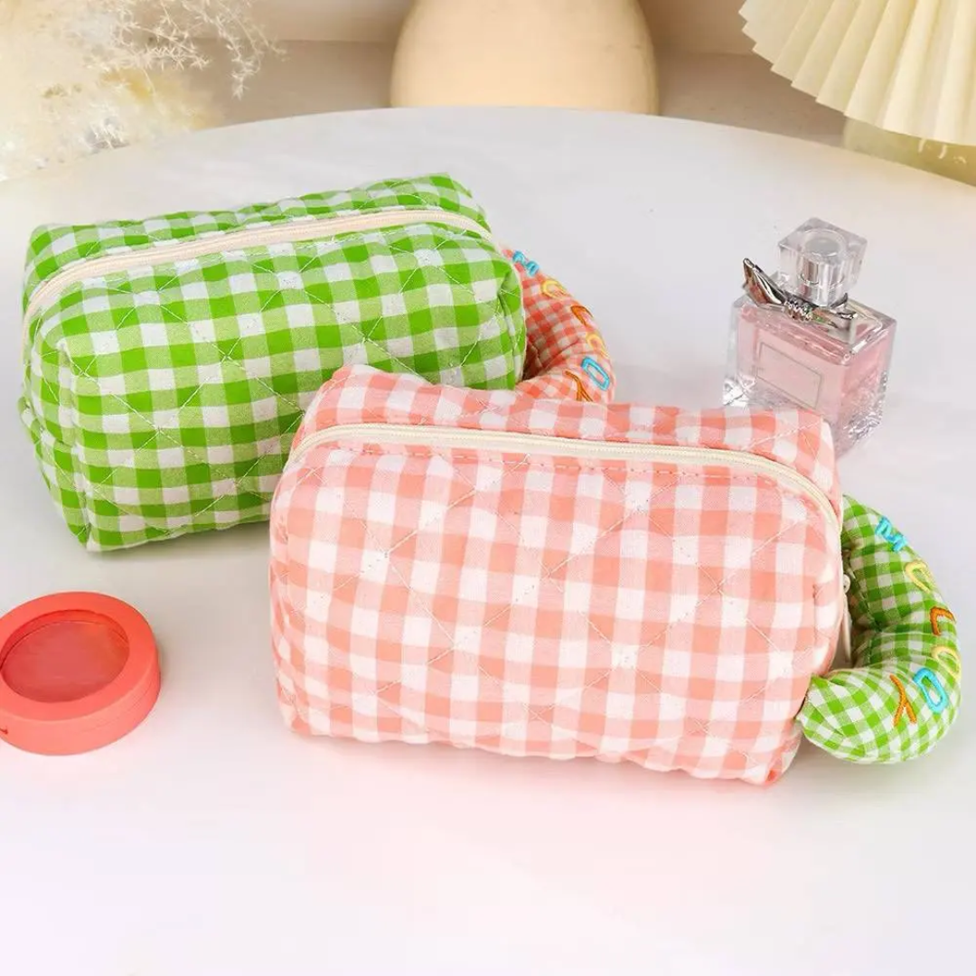 Gingham Makeup Pouches