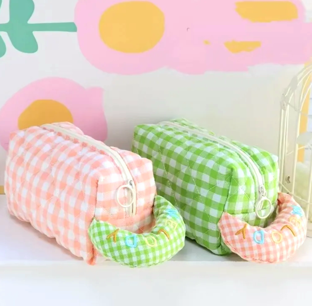 Gingham Makeup Pouches